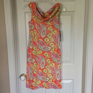 NWT Ralph Lauren Off Shoulder Cowl Neck Dress Med.